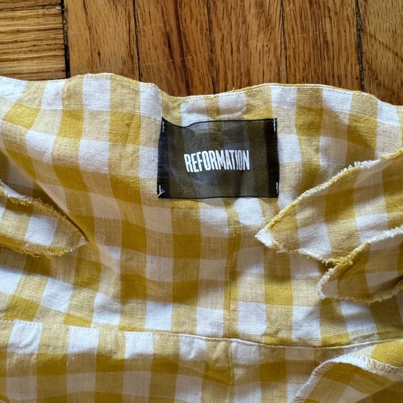 Reformation Yellow Gingham Halter Tie Front Dress - Picture 3 of 3